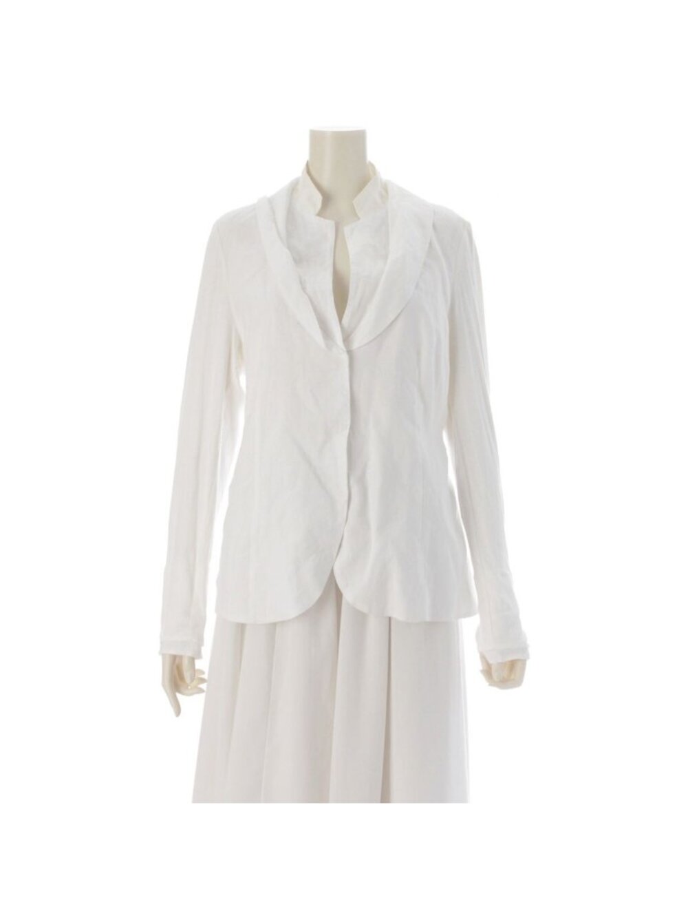 Brunello Cucinelli Linen Cotton Knit Contrast Long Sleeve Shirt Top White 48